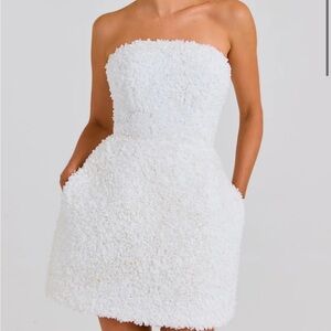 NADINE MERABI Strapless White Textured Dress. Never worn